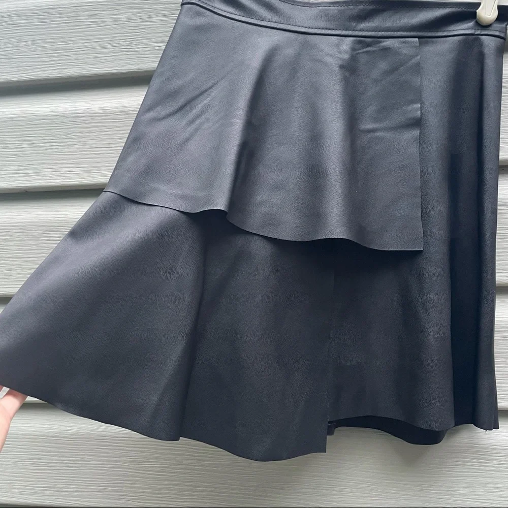 BCBG Faux Leather Paneled Skater Skirt